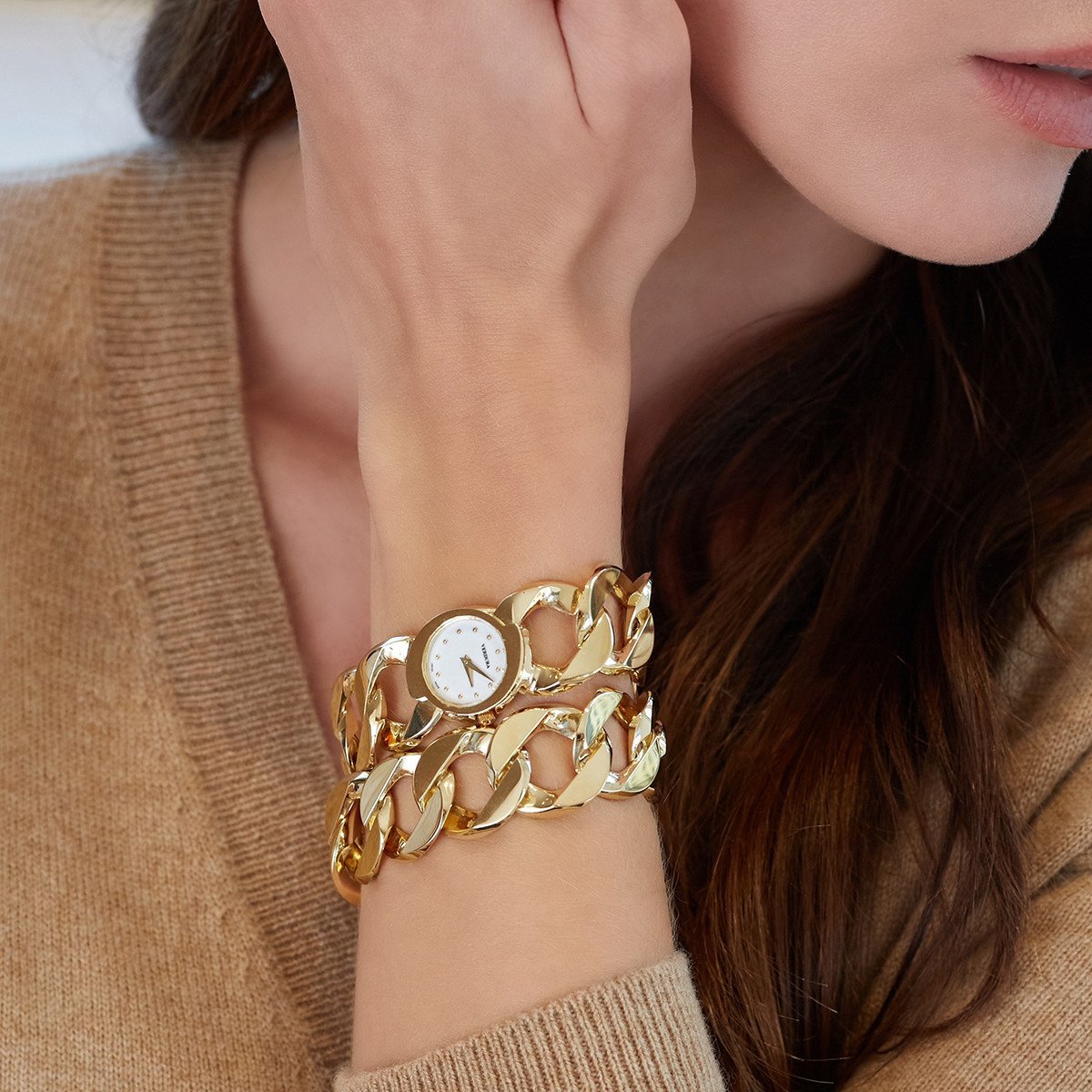 Premium Crystals Chain Link Bracelet Band for Apple Watch¨ Silver-Tone |  Anne Klein